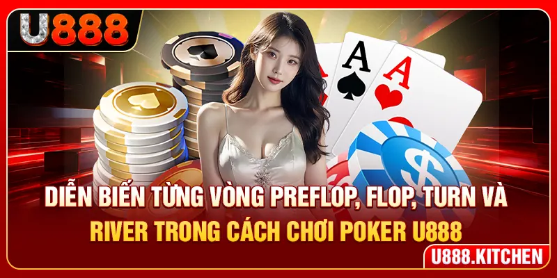 Diễn biến từng vòng Preflop, Flop, Turn và River trong cách chơi poker U888