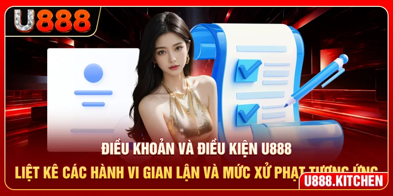Điều khoản và điều kiện U888 liệt kê các hành vi gian lận và mức xử phạt tương ứng